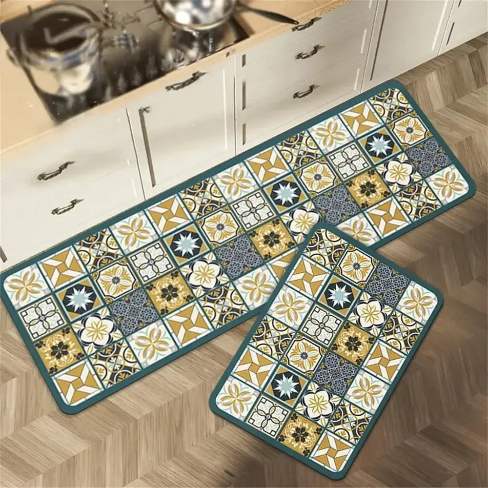 VIKAMA 1/2 peças Tapete Vintage para Cozinha, Sala de Estar, Quarto, Tapete de Corredor Antiderrapante, Capacho de Entrada, Decoração para Casa