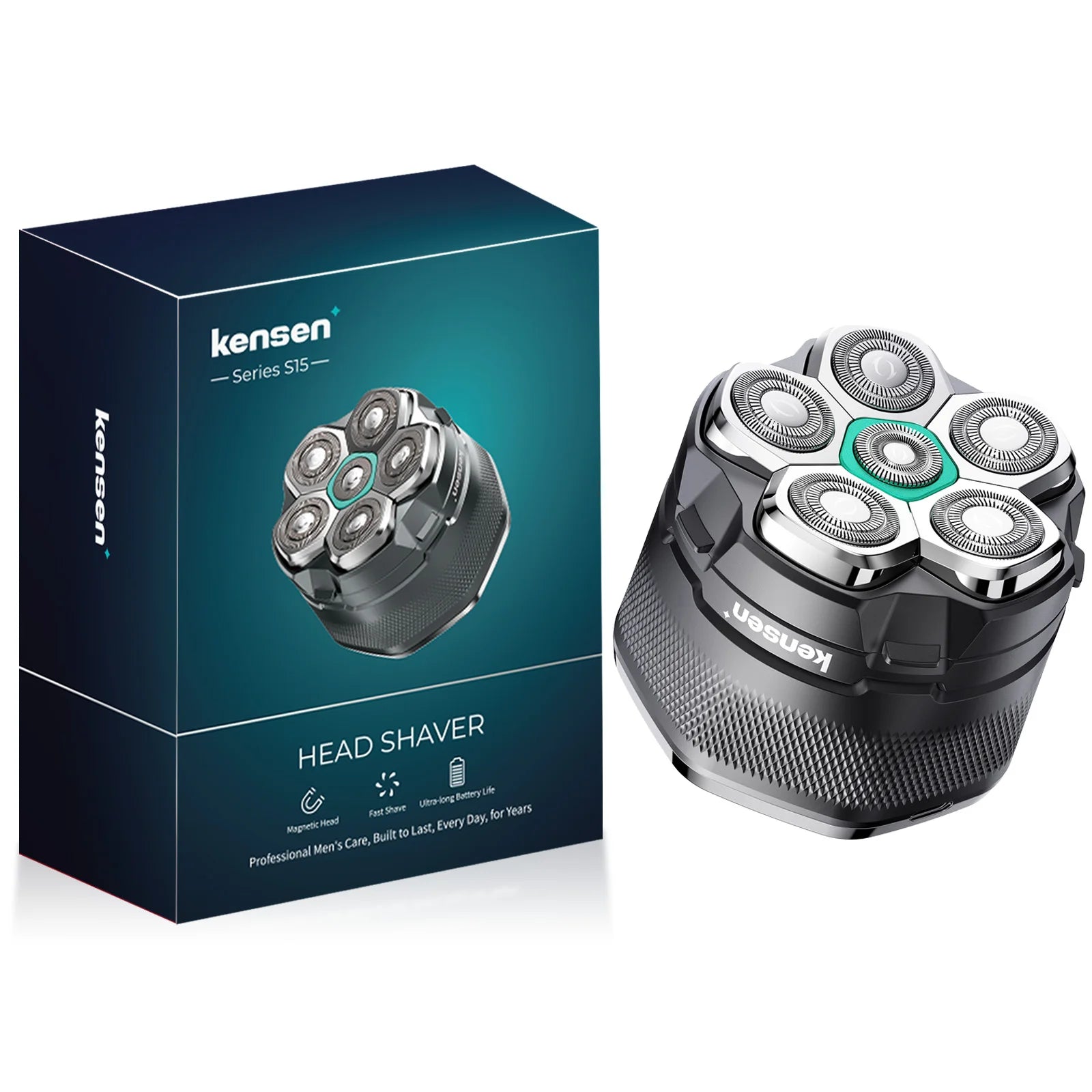 Kensen barbeador de cabeça elétrica para homens carecas 6d barbeador magnético aparador de barba recarregável usb display led à prova dwaterproof água barbeadores de barba