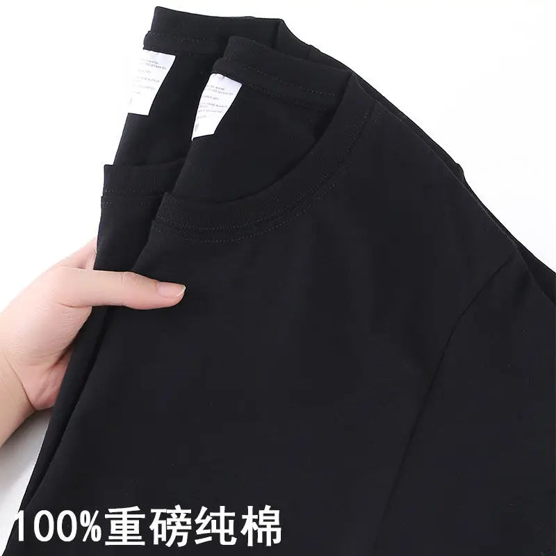 100% Algodão T-shirt Dos Homens Mulheres Cor Sólida O Pescoço de Manga Curta Tops Verão Coreano Solto Meia-manga T Shirt Unisex M-4XL