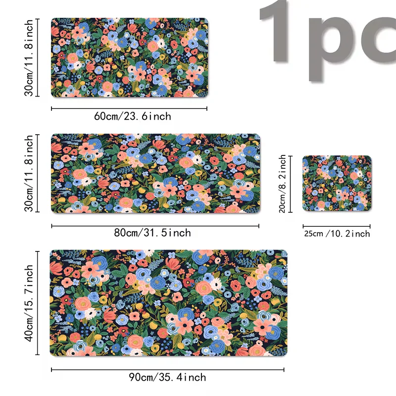 Lindas almofadas florais grande mouse pad para jogos com base de borracha antiderrapante design de costura precisa lavável e durável para uso em escritório