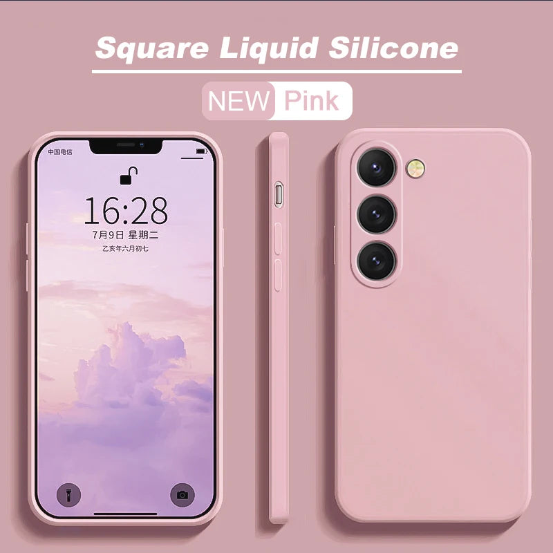 Capa de Silicone Líquido Quadrada para Samsung Galaxy S26 S25 S24 S23 S22 Ultra Plus S26Ultra - capinha Protetora Macia