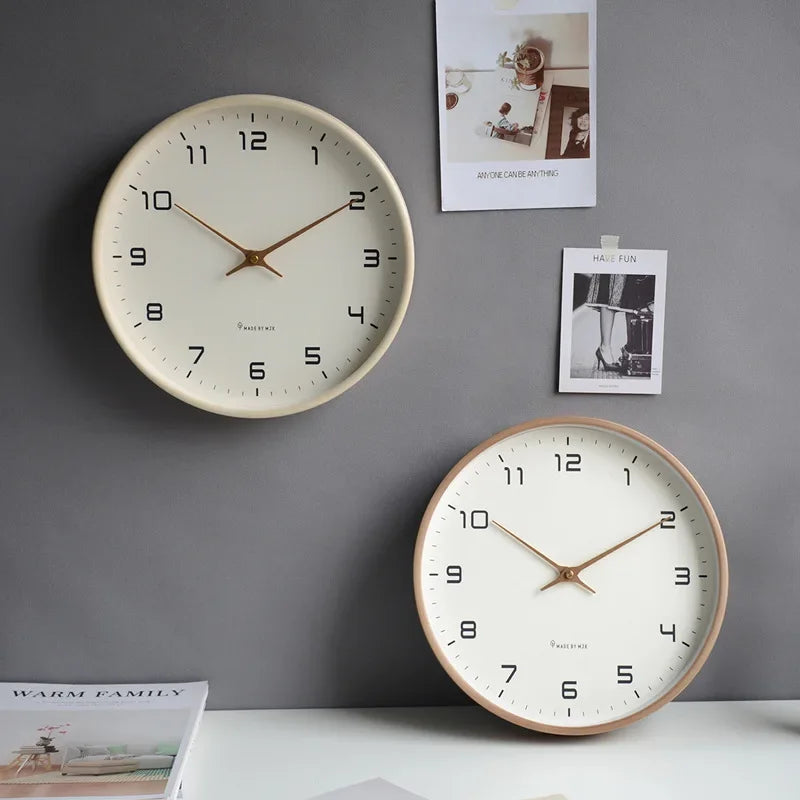 Relógio de parede de madeira estilo europeu nórdico design moderno nordic minimalista madeira mudo relógio de parede sala estar cozinha decoração casa