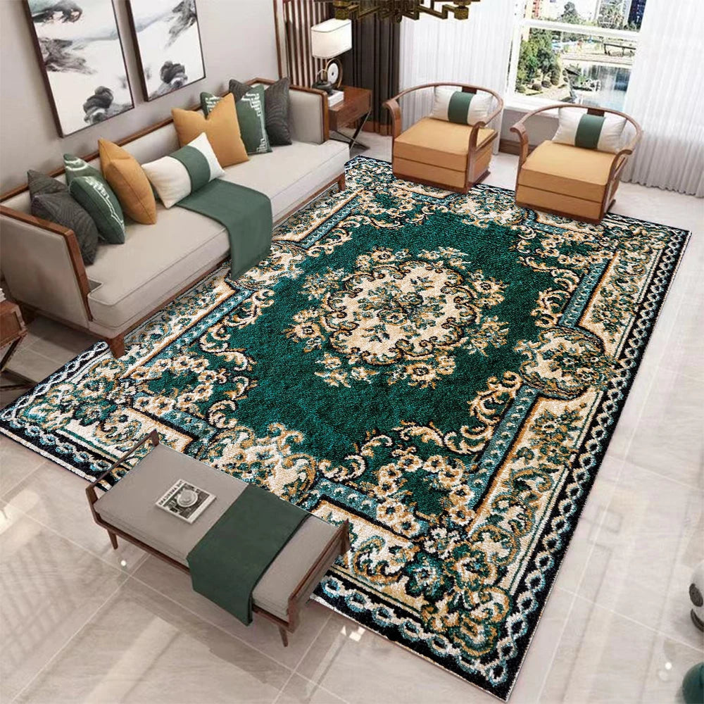 Europeu retro grande tapete para sala de estar decoração de luxo antiderrapante quarto vestiário lavável tapete macio