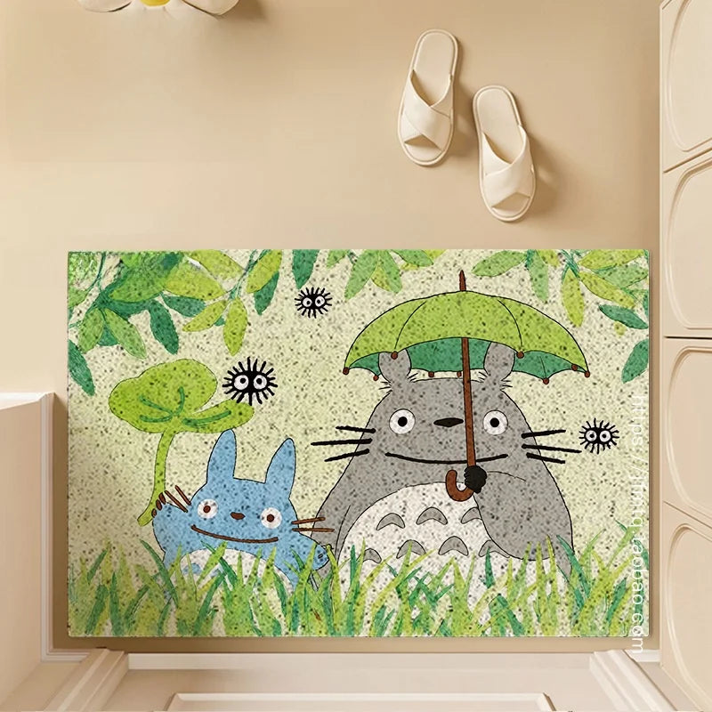Tapete de Porta Totoro Antiderrapante Personalizável para Uso Doméstico Tapete Redondo Trançado Resistente à Sujeira para Uso...