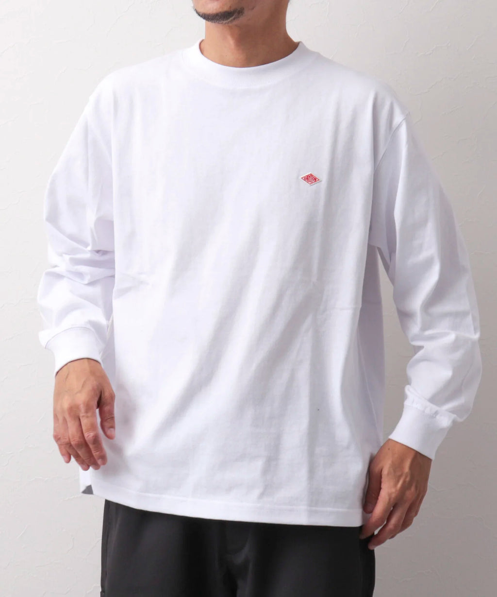 Primavera exportada para o japão estilo clássico moda sólida simples solta manga longa camiseta de algodão topo homem pequena ícone bordado t