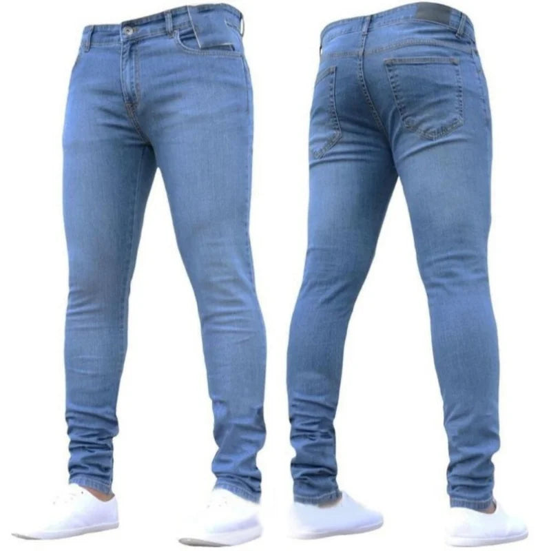 2024 calças de brim masculinas bolsos sólidos estiramento denim calças retas primavera verão negócios calças casuais diário streetwear roupas masculinas