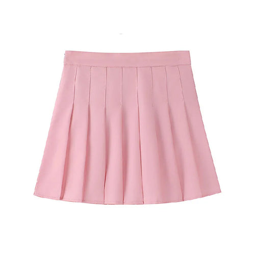 1 pçs primavera verão das mulheres mini saias meninas saias plissadas senhora cintura alta bonito saia rosa estudante saia curta jk uniforme saias