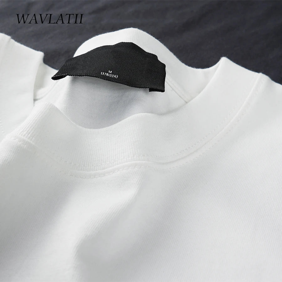 Wavlatii camisetas de verão de grandes dimensões para mulheres homens marrom casual feminino coreano streetwear camisetas unissex básico sólido jovem legal topos