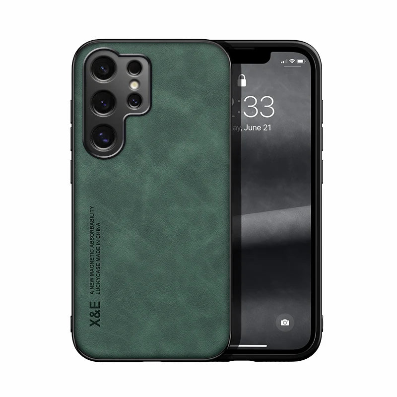 Capa de telefone ultrafina de couro de luxo para samsung galaxy s26 s25 s24 s23 s22 s21 ultra plus sensação de seda capa macia para suporte de carro