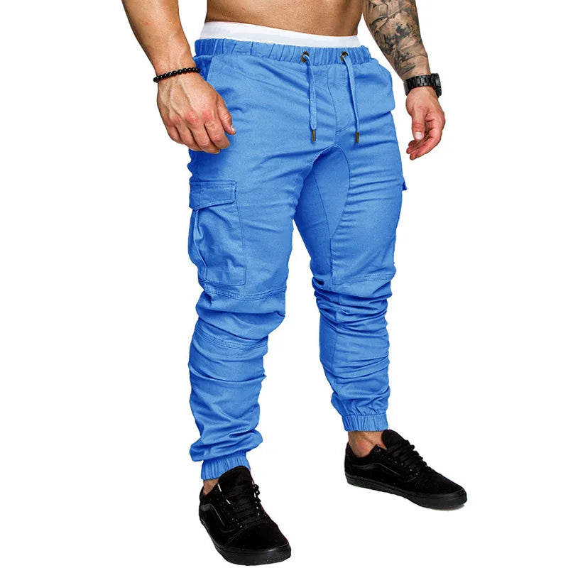 Calças masculinas finas moda casual jogger calças 2020 streetwear calças de carga multi-bolsos calças de fitness ginásios moletom dos homens