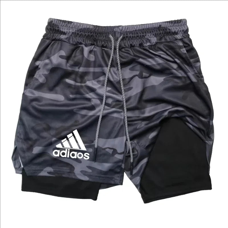 Shorts de compressão masculino verão ginásio fitness correndo treinamento esportes shorts dois-em-um malha respirável shorts de secagem rápida