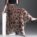 Mulheres coreanas saia de tule moda verão gancho floral solto midi saia elegante feminino casual todos os jogos saias de malha novo