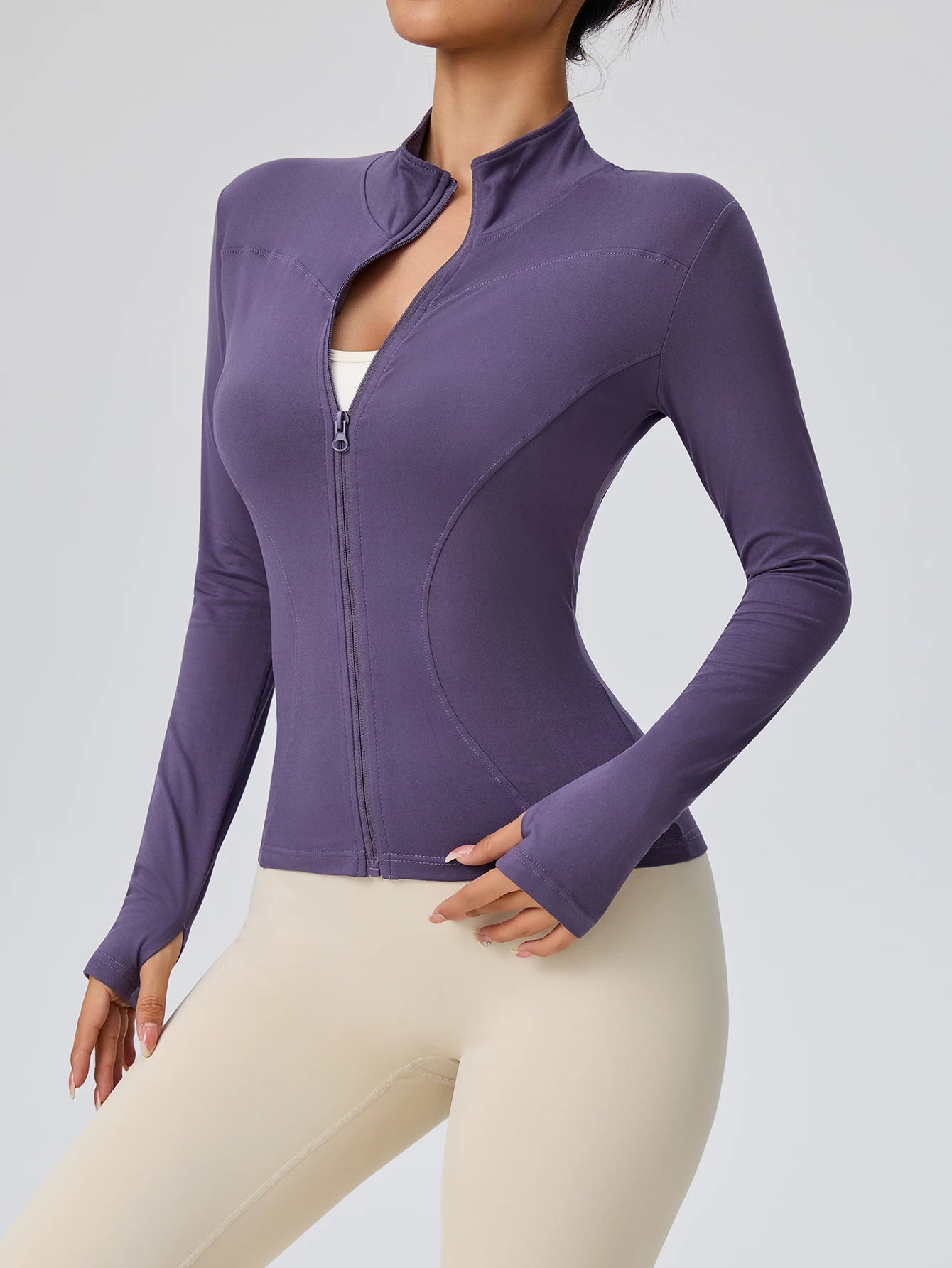 Roupa de fitness de manga comprida feminina internet celebridade emagrecimento gola alta jaqueta esportiva roupas de treinamento emagrecimento correndo