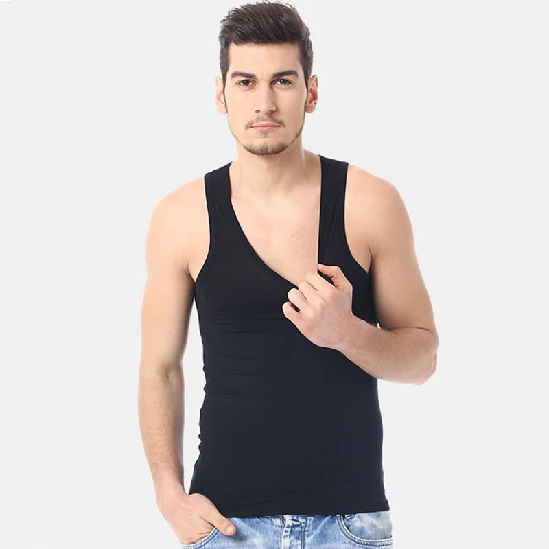 1/3 peça masculina quatro temporada cor sólida plus size colete confortável puro algodão juventude esportes e fitness topo base de meia-idade t