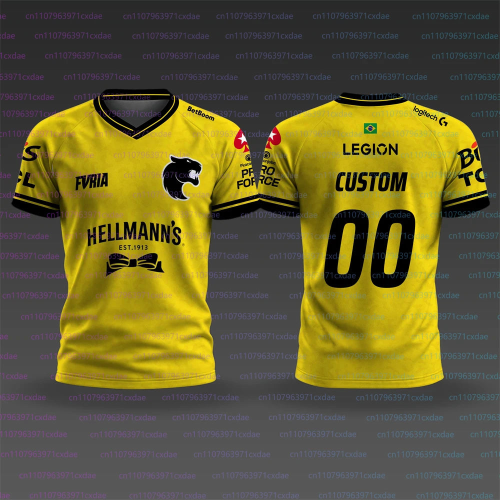 Camiseta Masculina de E-sports Popular 2026, Camisa de Treino Furia Team CS2, Uniforme Masculino com Estampa 3D, Camisetas de Manga Curta Fallen