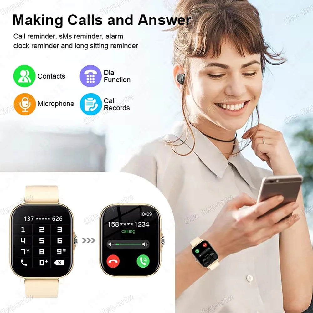 20226 Novo smartwatch de 1,83 polegadas Notificações de chamada Monitoramento do sono Rastreamento de atividades Relógio inteligente compatível com Android e iOS