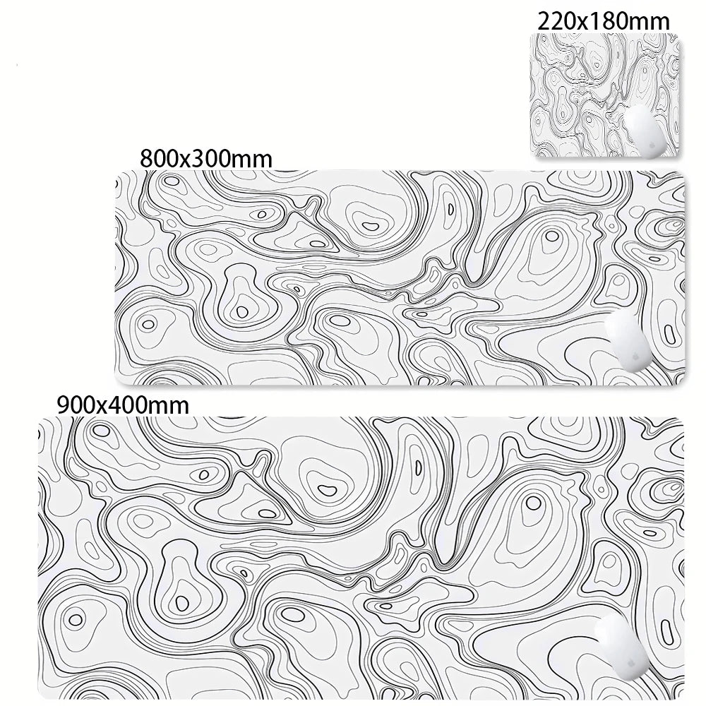 Xxl tapete de mesa preto e branco strata líquido mousepad grande abstrato mouse pad jogos deskmat com lockedge escritório antiderrapante tapete