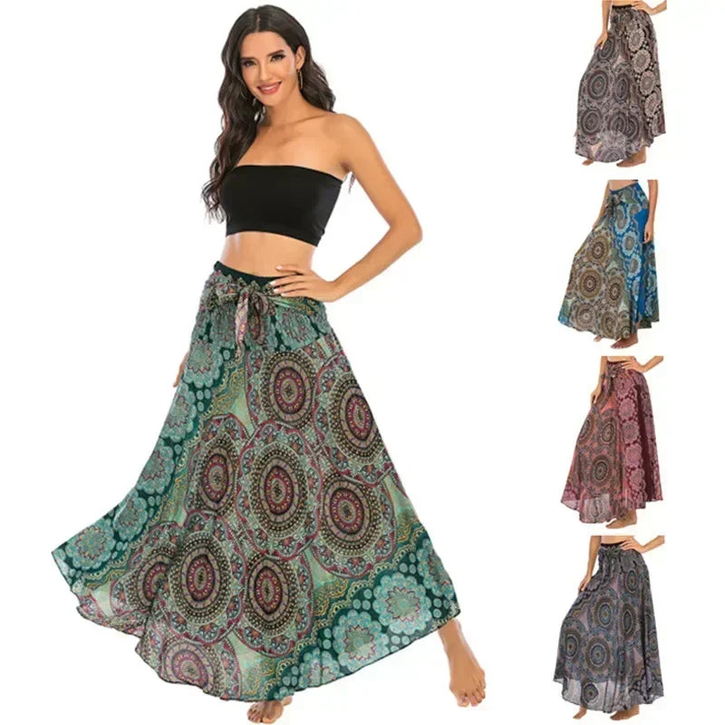 Sexy verão longo boho inferior saia feminina vintage casual ropa mujer faldas solta moda y2k maxi saias roupas femininas saia jupe