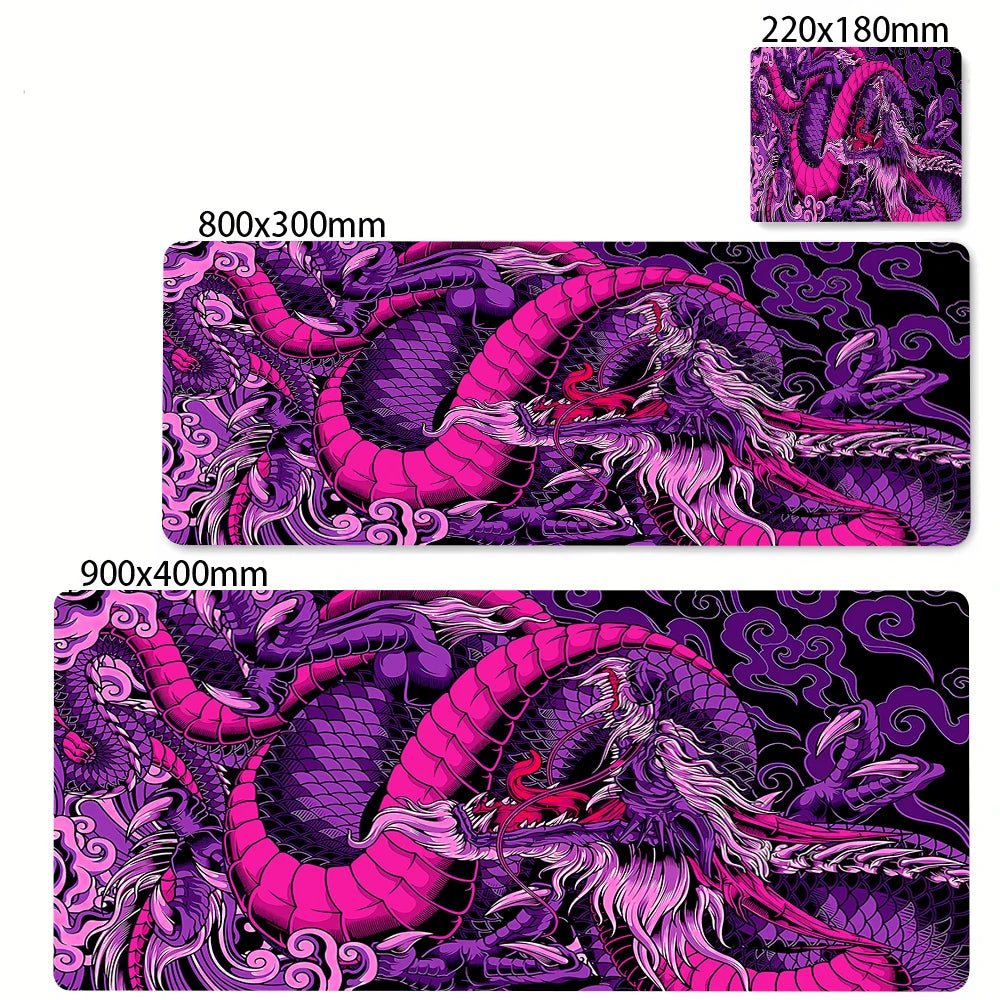 Preto e branco dragão grande mouse tapete de jogos mousepad grande base de borracha mouse pad roxo deskpad eyboard tapetes mousepads 400x900