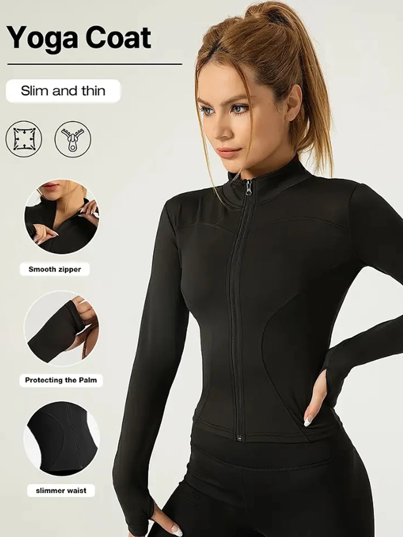 Roupa de fitness de manga comprida feminina internet celebridade emagrecimento gola alta jaqueta esportiva roupas de treinamento emagrecimento correndo