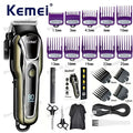 Máquina de Cortar Cabelo Elétrica Multifuncional Kemei Km-PG1990A, Aparador Recarregável Profissional com Cabeça Ajustável