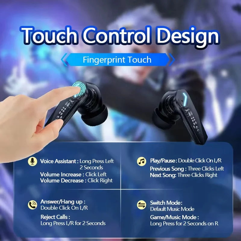 Fone de Ouvido Sem Fio Bluetooth V5.4 Lenovo GM2 Pro TWS com Chamada HD, Baixa Latência, Modo Duplo para Música e Jogos GM2PRO