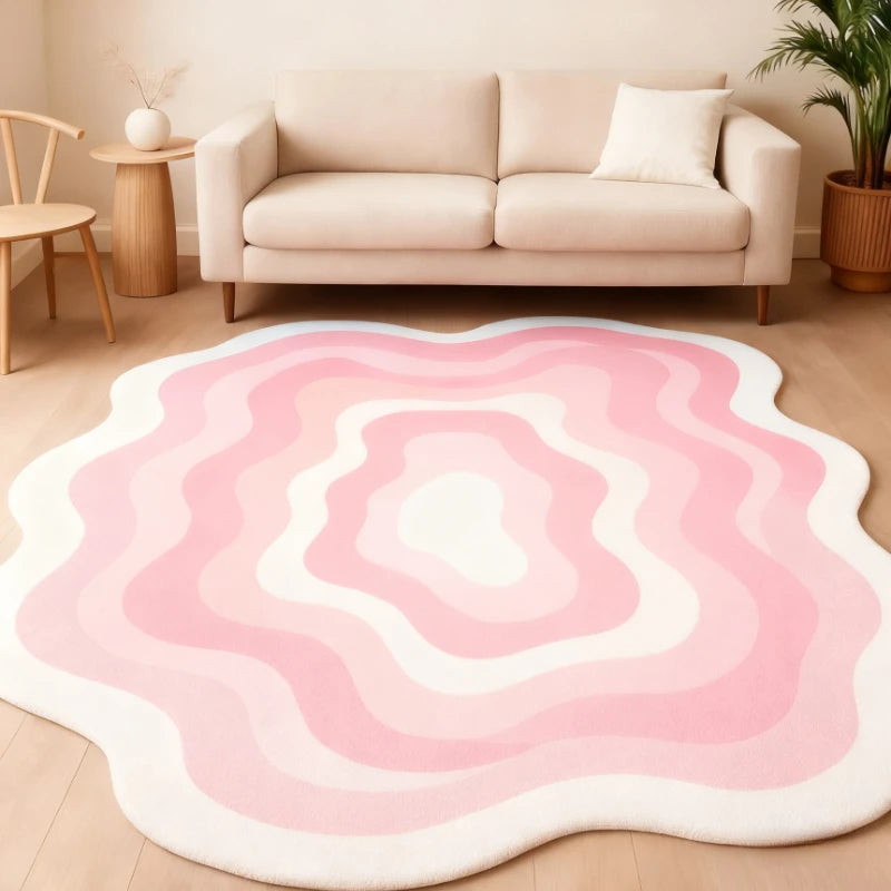 Estilo moderno decoração do quarto tapete irregular grande área para sala de estar engrossado pelúcia gradiente tapete fofo macio