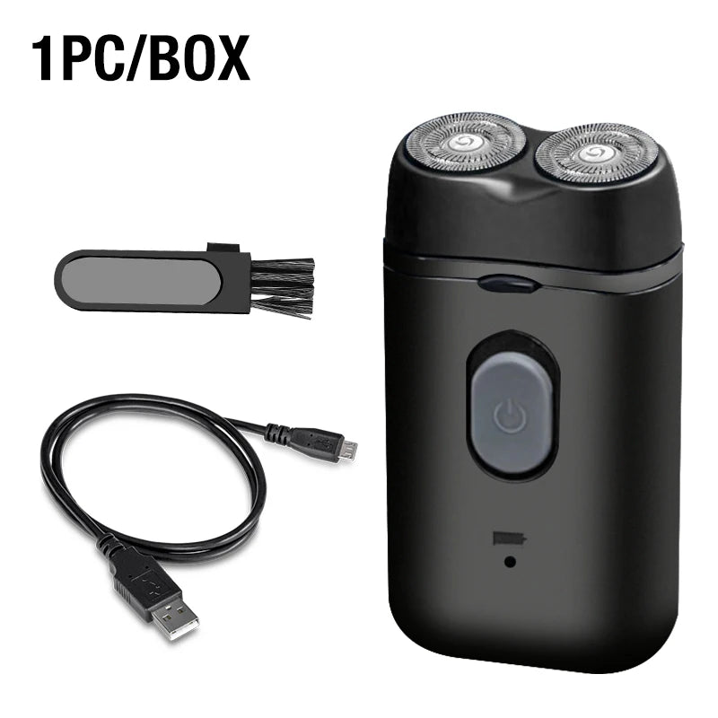 Barbeador portátil elétrico masculino, barbeador de duas cabeças, barbeador multifuncional com carregamento USB
