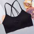 Roupa Íntima Esportiva Feminina, Top Cropped Sem Costura para Yoga e Fitness, Alças Largas com Letras, Confortável para Atividades Físicas, Sem Arame
