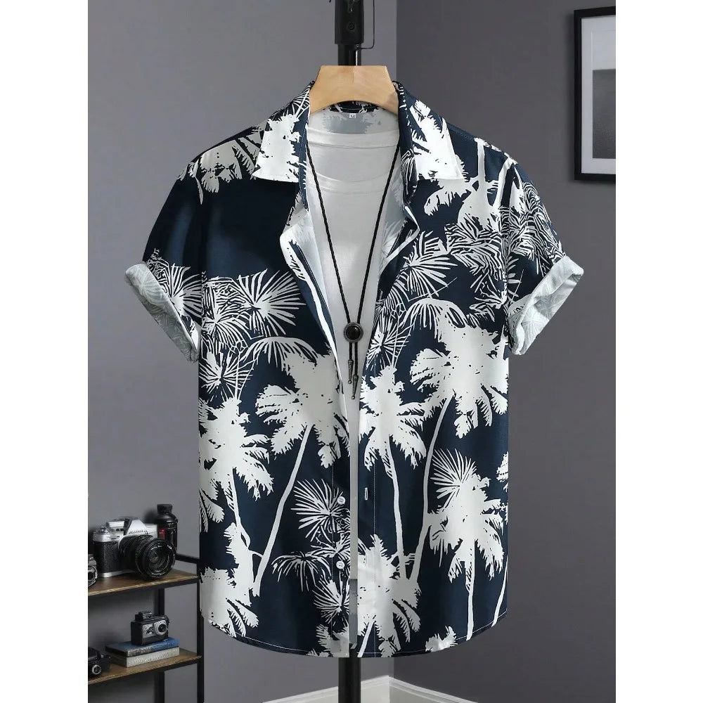 Camisa havaiana homem impressão casual fina praia magro moda camisa de alta qualidade luxo preto social vintage engraçado roupas grandes dimensões