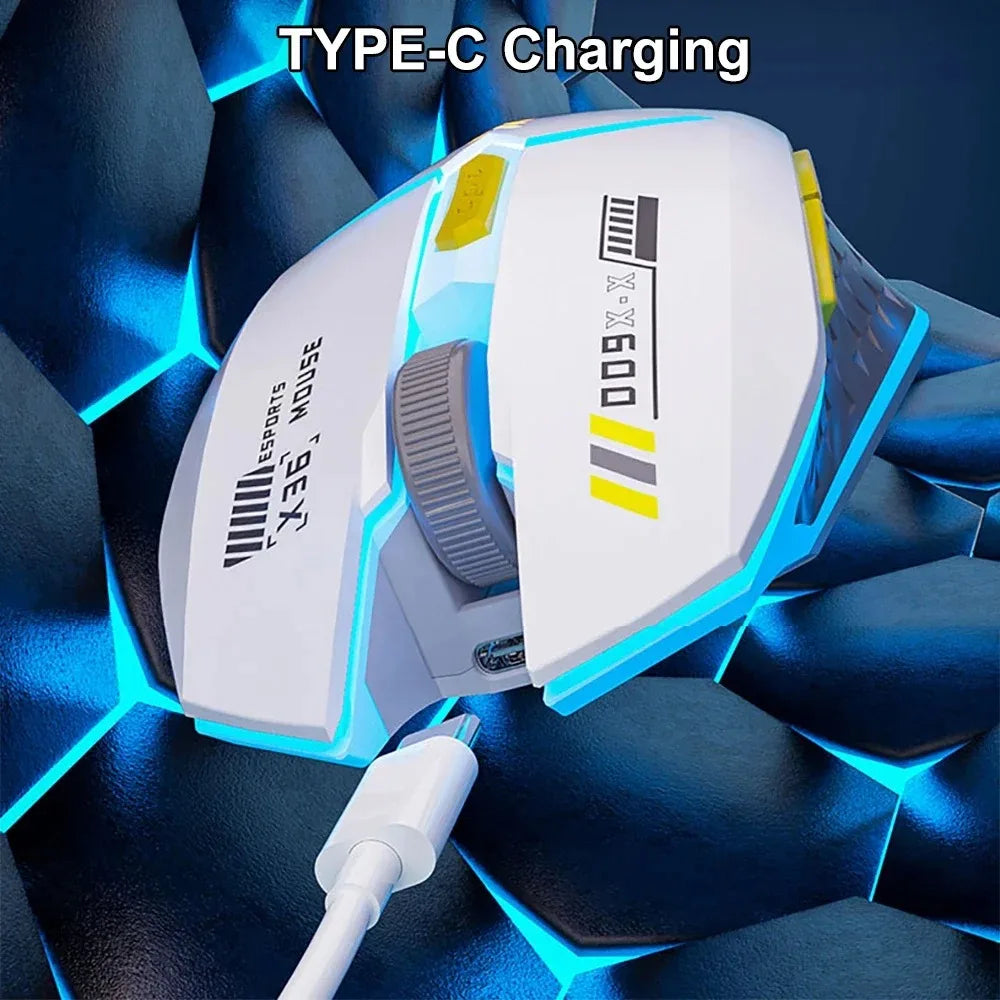 Mouse bluetooth 2.4g sem fio rgb retroiluminado modo duplo recarregável silencioso mouse para jogos 1600 dpi mouse para pc laptop