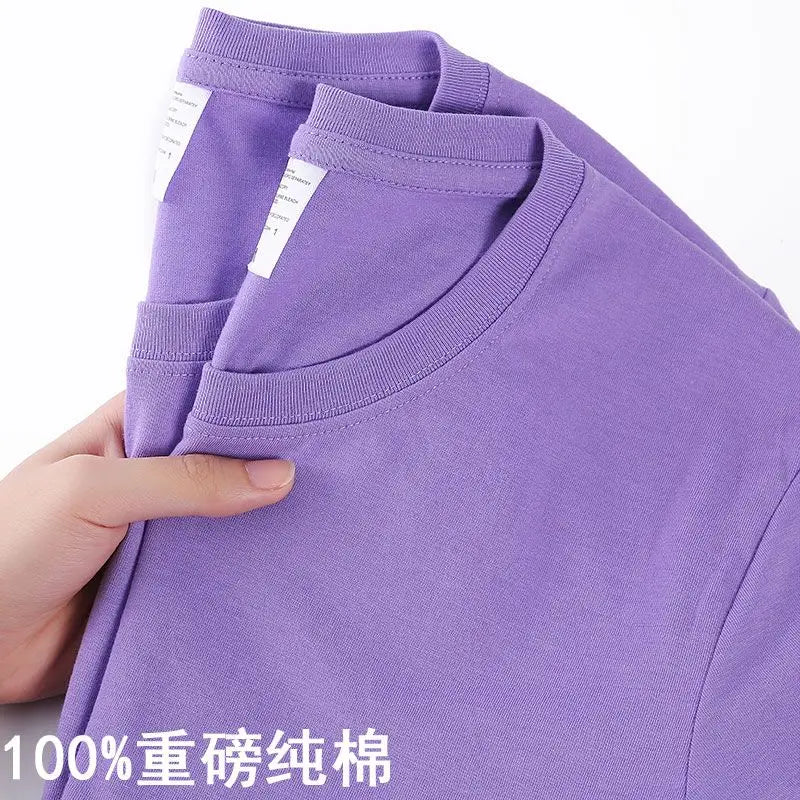 100% Algodão T-shirt Dos Homens Mulheres Cor Sólida O Pescoço de Manga Curta Tops Verão Coreano Solto Meia-manga T Shirt Unisex M-4XL