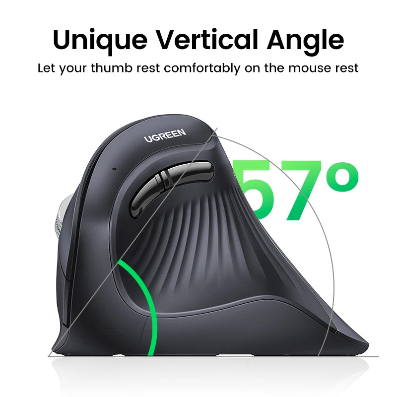 Ugreen mouse vertical sem fio bluetooth5.0 2.4g ergonômico 4000dpi 6 botões mudo para macbook tablet laptops computador pc ratos