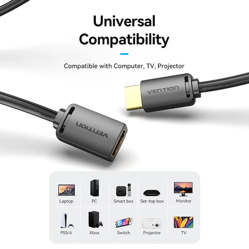 Vention 4k 60hz hdr hdmi 2.0 cabo de extensão para tv hd nintendo switch ps4 ps3 pc hdmi macho para fêmea cabo adaptador extensor