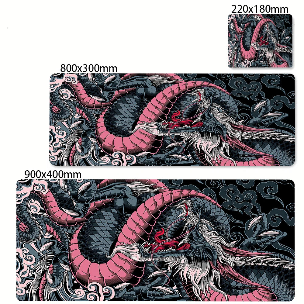 Preto e branco dragão grande mouse tapete de jogos mousepad grande base de borracha mouse pad roxo deskpad eyboard tapetes mousepads 400x900