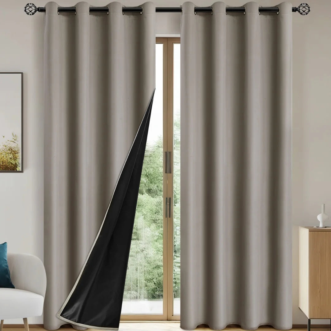 Cortinas Blackout Sólidas 100% com Ilhoses, Cortinas de Privacidade Total para Quarto, Lindas Cortinas para Sala de Estar