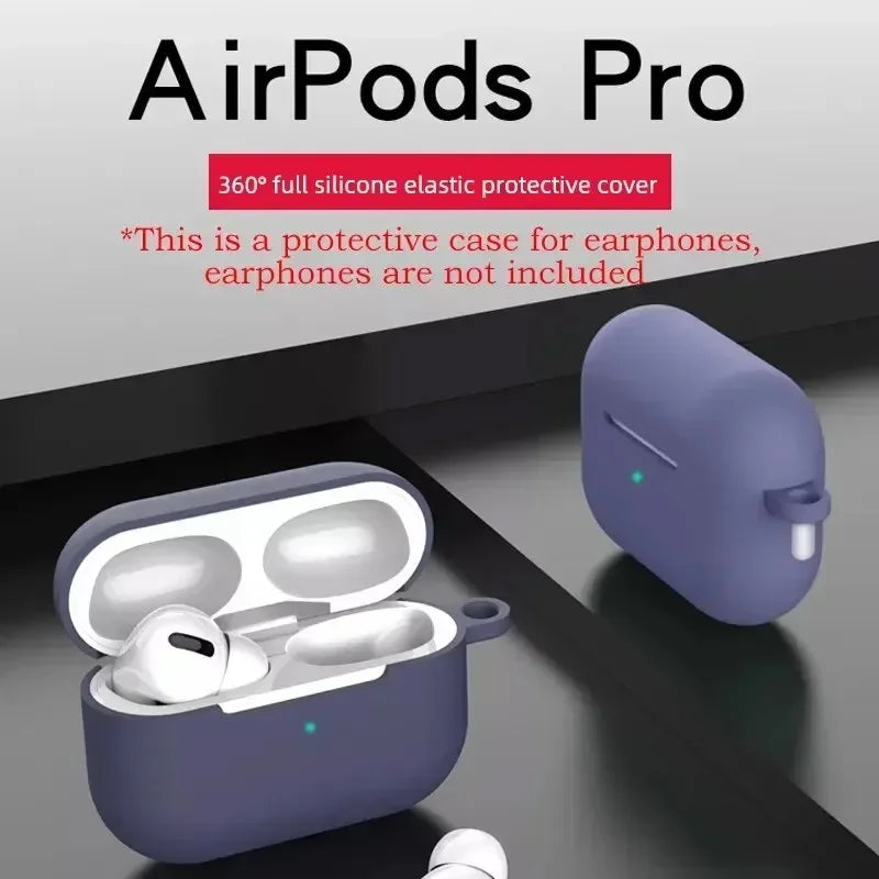 Capa protetora de silicone para AirPods Pro, cor sólida, Apple Bluetooth Headset, capa macia, novo