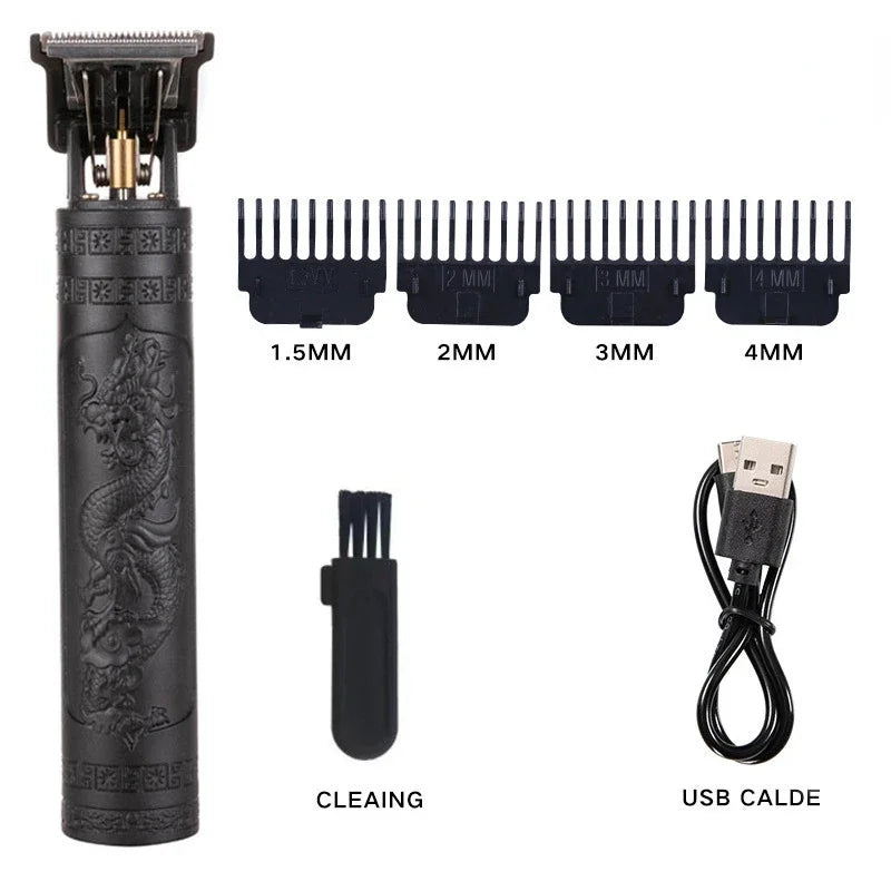 Corte de cabelo navalha para homens recarregável clipper barbeador adulto elétrico vintage clipperrazor casa carregamento usb barbeiro dragão preto