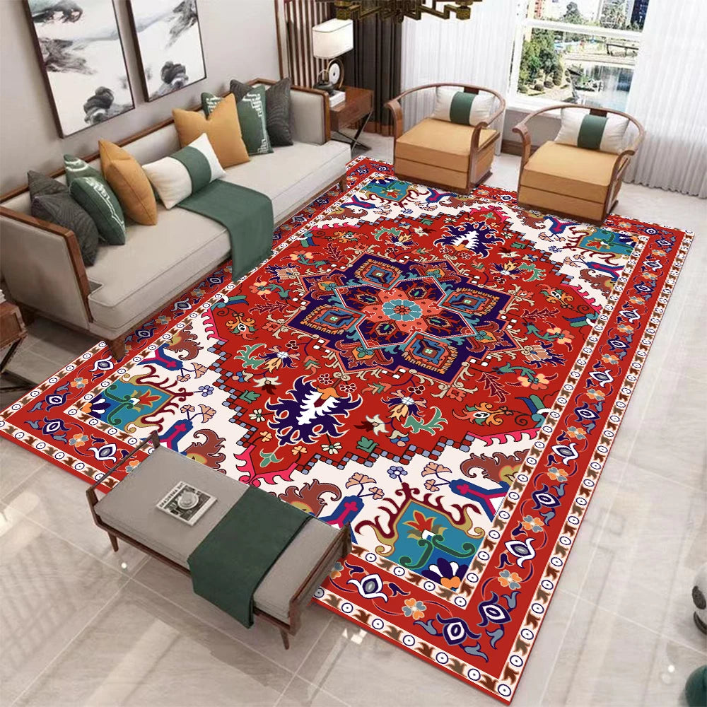 Europeu retro grande tapete para sala de estar decoração de luxo antiderrapante quarto vestiário lavável tapete macio