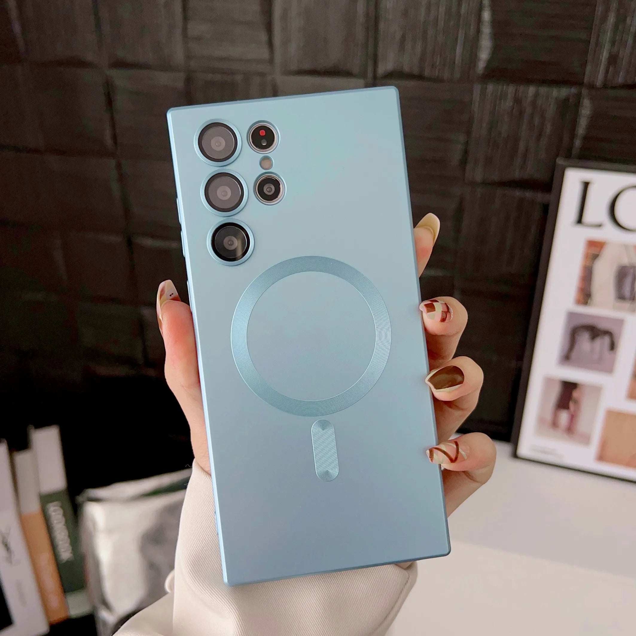 Capa Magnética de Luxo com Carregamento Sem Fio para Samsung Galaxy S26 S25 S24 S23 S26 S25 Ultra Plus, capinha Protetora Macia à Prova de Choque para Celular