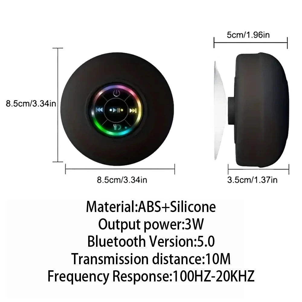 Portátil sem fio bluetooth alto-falante led luz ipx4 à prova dwaterproof água ao ar livre banheiro grande ventosa caixa de som estéreo