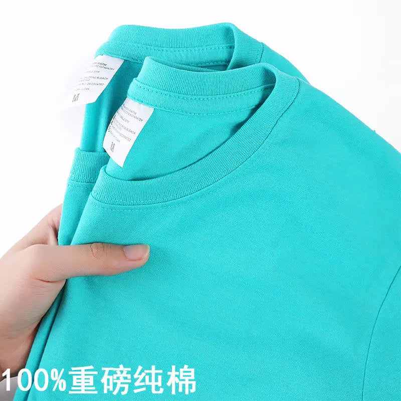 100% Algodão T-shirt Dos Homens Mulheres Cor Sólida O Pescoço de Manga Curta Tops Verão Coreano Solto Meia-manga T Shirt Unisex M-4XL