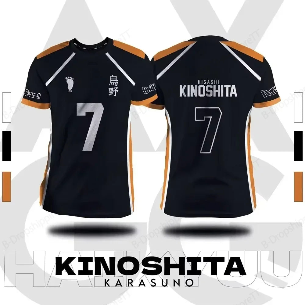 Camisa xadrez japonesa Haikyuu Fox Valley, anime impresso em 3D para homens e mulheres, camiseta esportiva de manga curta da moda de tamanho grande