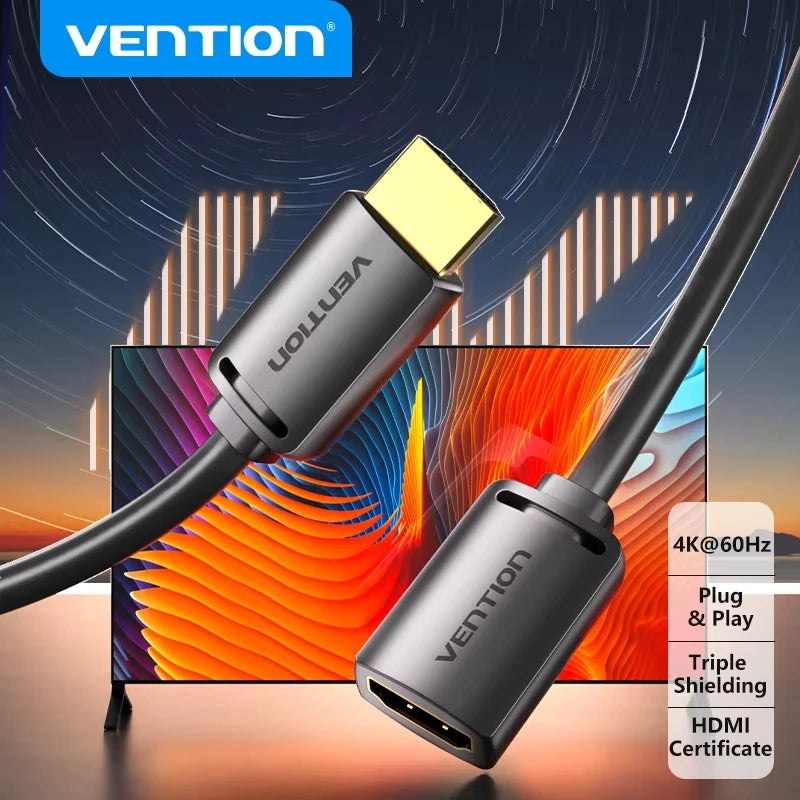 Vention 4k 60hz hdr hdmi 2.0 cabo de extensão para tv hd nintendo switch ps4 ps3 pc hdmi macho para fêmea cabo adaptador extensor