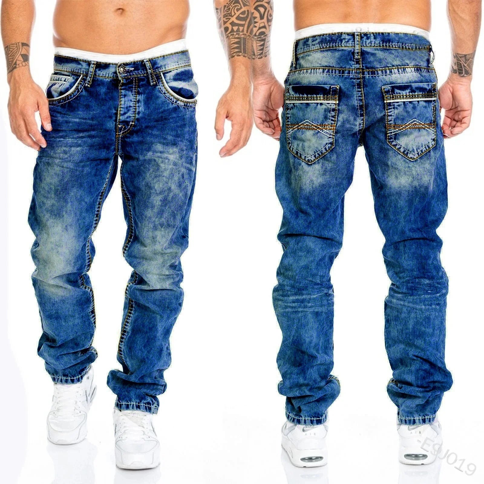 2024 calças de brim masculinas bolsos sólidos estiramento denim calças retas primavera verão negócios calças casuais diário streetwear roupas masculinas