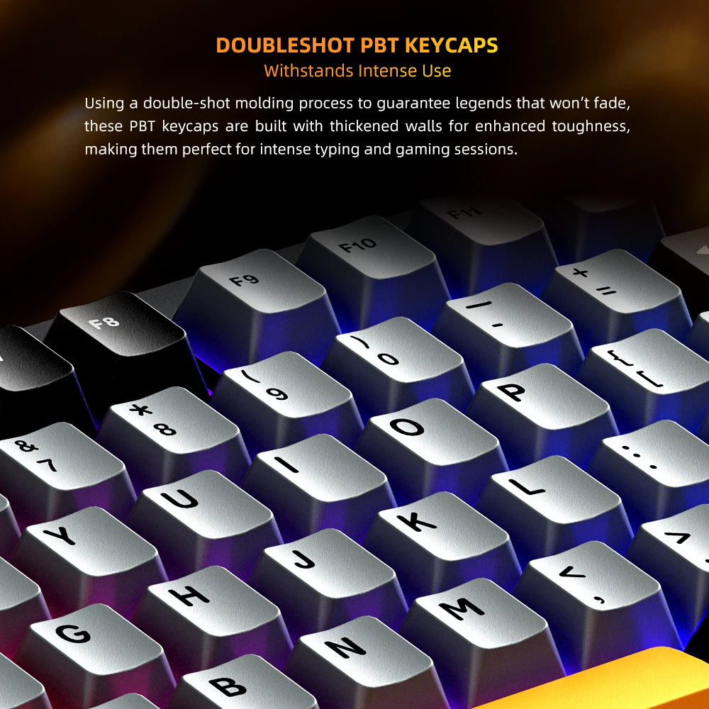 Machenike K600-B82W Teclado Mecânico Tri-Modes Junta Montada 75% ANSI Layout RGB Retroiluminado Teclado para Jogos Sem Fio