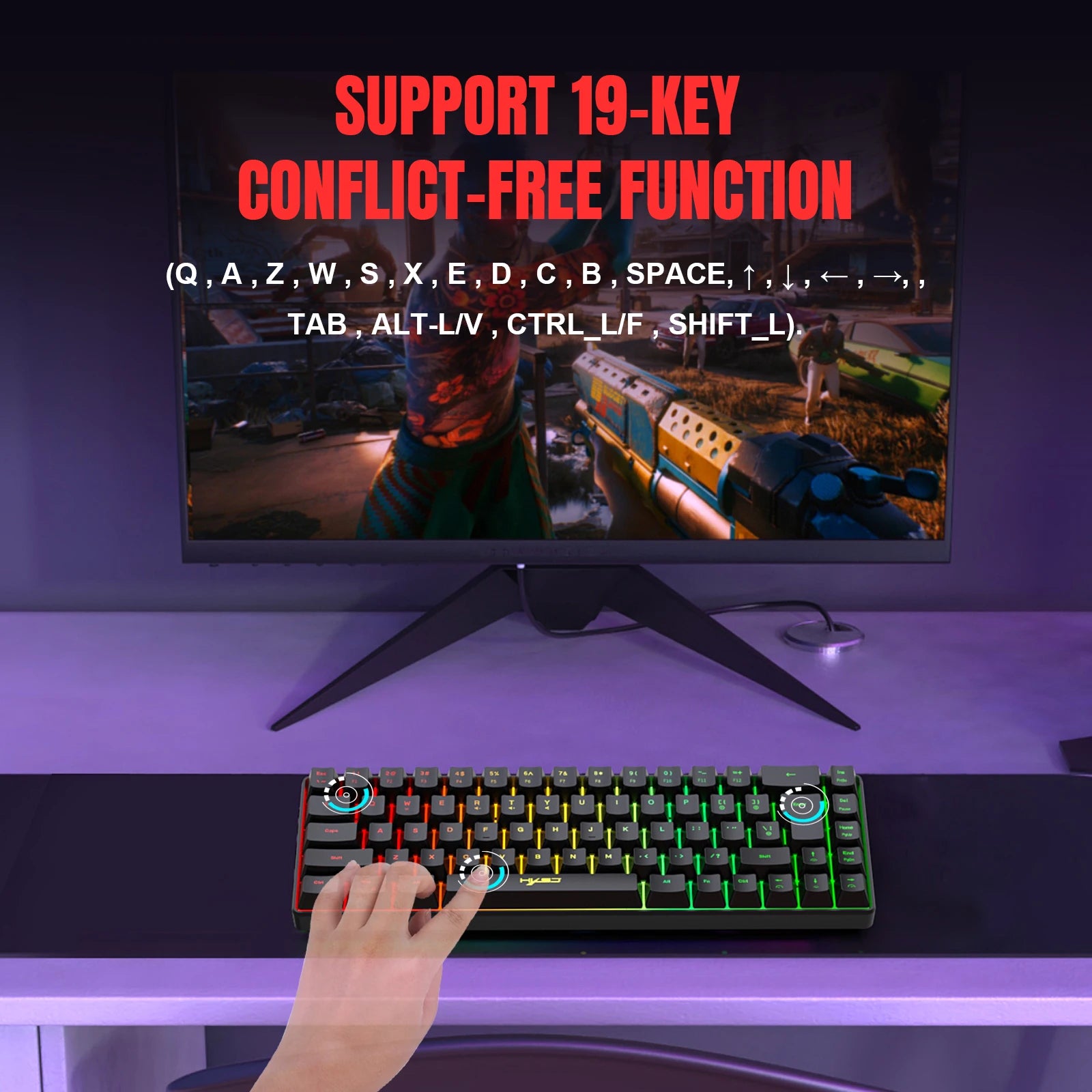 68 teclas teclado para jogos usb com fio portátil 20 rgb backlight espanhol coreano russo teclado para windows laptops computador