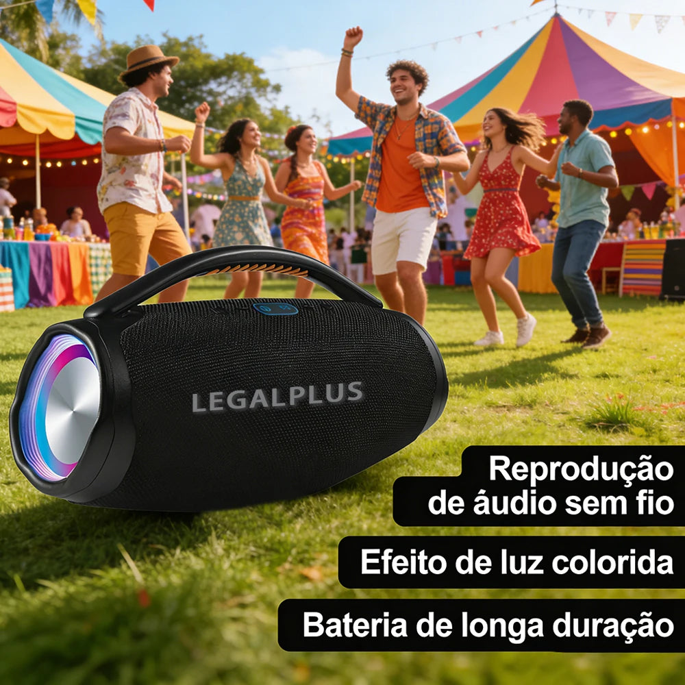 Caixa de Som Portátil Bluetooth 70W, Estilo Boombox com Alto-Falante Potente e Resistente à Água para Uso Externo