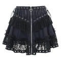 Patinador gótico punk vintage alta wasit saia feminina zíper frontal estilo japonês kawaii preto harajuku cosplay mini saias