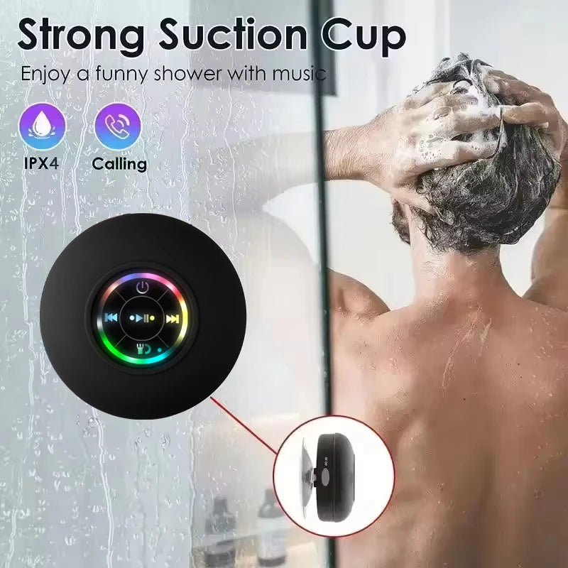 Portátil sem fio bluetooth alto-falante led luz ipx4 à prova dwaterproof água ao ar livre banheiro grande ventosa caixa de som estéreo